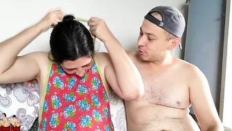 Naughty housewife humiliates her cuckold of small penis.